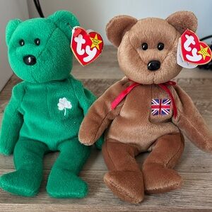 Ty Stuffed Animals Green and Brown Bears